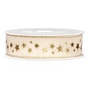Geschenkband "Shining Stars" Creme/Gold, 25mm x...