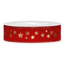 Geschenkband "Shining Stars" Rot/Gold, 25mm x 18m