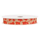 Geschenkband "Blätter" Natur/Orange, 15mm...