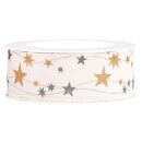 Geschenkband "Sternengirlande" Creme/Gold/Grau,...