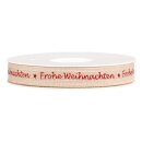 Geschenkband "Frohe Weihnachten" Creme/Rot,...