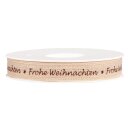 Geschenkband "Frohe Weihnachten" Creme/Braun,...