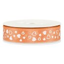 Geschenkband "Herzen" Apricot, 25mm x 18m