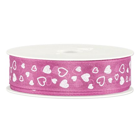 Geschenkband "Herzen" Pink, 25mm x 18m
