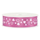Geschenkband "Herzen" Pink, 25mm x 18m