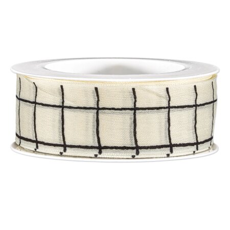 Geschenkband "Karo" Creme, 40mm x 15m