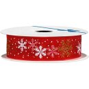 Geschenkband "Schneeflocke" Rot, 25mm x 20m