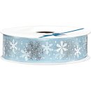 Geschenkband "Schneeflocke" Hellblau, 25mm x 20m