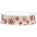 Geschenkband "Schneeflöckchen" Rot, 25mm x...