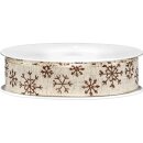 Geschenkband "Schneeflöckchen" Braun, 25mm...