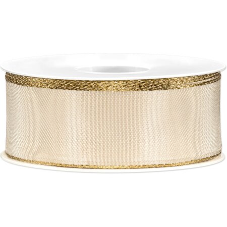 Geschenkband "Goldkante" Creme, 40mm x 25m