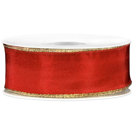 Geschenkband "Goldkante" Rot, 40mm x 25m