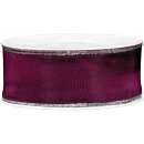 Geschenkband "Silberkante" Beere, 40mm x 25m