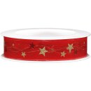 Geschenkband "Sternenkette" Rot, 25mm x 18m