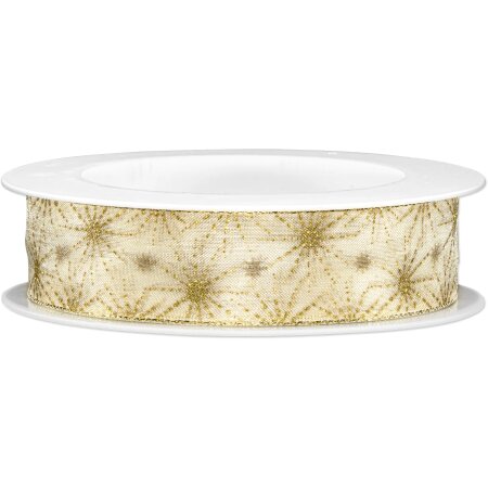 Geschenkband "Ice Crystal" Creme, 25mm x 18m