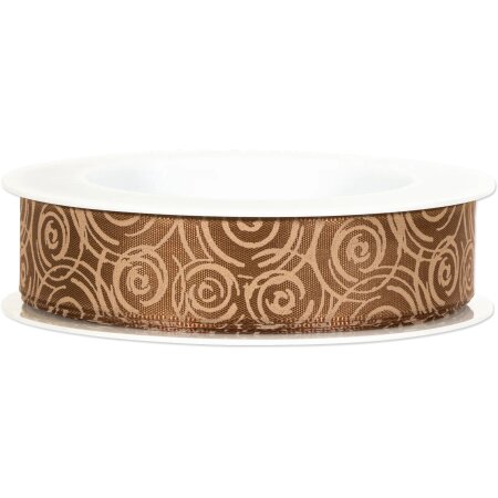 Geschenkband "Swirl" Braun, 25mm x 18m