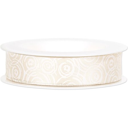 Geschenkband "Swirl" Creme, 25mmx18m