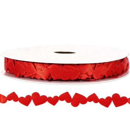 Girlande "Herzen" Rot, Satin, 15mm x 18m