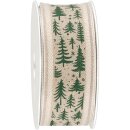 Geschenkband "Baum", Natur/Grün, 40mm x 12m