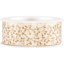 Geschenkband "Winterbeere" Creme/Gold, 40mm x 15m