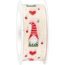 Geschenkband "Wichtelzeit" Creme/Rot mit Motiv,...
