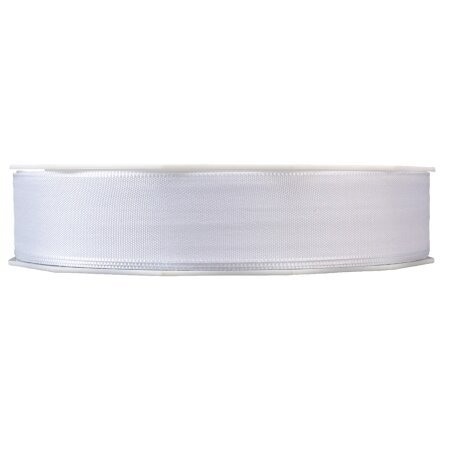 Geschenkband "Uni" Weiß, 25mm x 50m, Taft mit Webkante