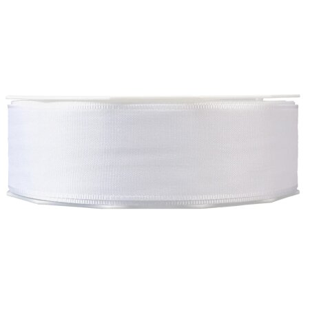 Geschenkband "Uni" Weiß, 40mm x 50m, Taft mit Webkante