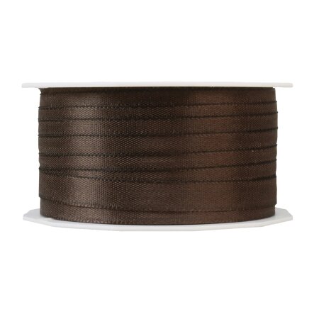 Geschenkband "Uni" Schokobraun, 10mm x 50m, Taft m. Webkante
