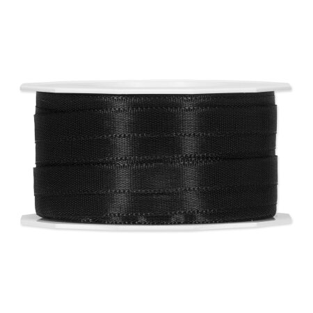 Geschenkband "Uni" Schwarz, 10mm x 50m, Taft mit Webkante