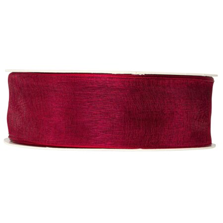 Geschenkband "Organza" Bordeaux, 40mm x 50m, mit Webkante