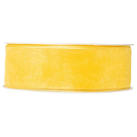 Geschenkband "Organza" Gelb, 40mm x 50m, mit Webkante