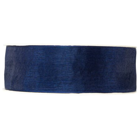 Geschenkband "Organza" Blau, 40mm x 50m, mit Webkante