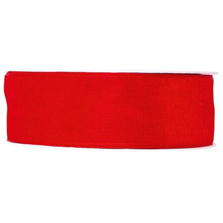 Geschenkband "Organza" Rot, 40mm x 50m, mit Webkante