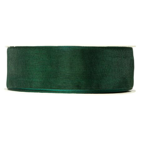 Geschenkband "Organza" Dunkelgrün, 40mm x 50m, mit Webkante