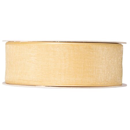 Geschenkband "Organza" Creme, 40mm x 50m, mit Webkante