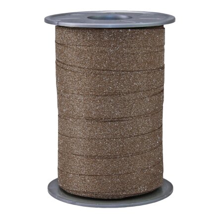 Ringelband "Glitter" Braun, 10mm x 100m
