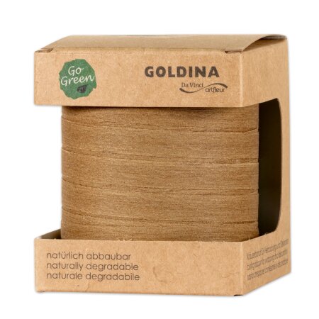 Ringelband "Go Green" Braun, 10mm x 100m, Baumwolle