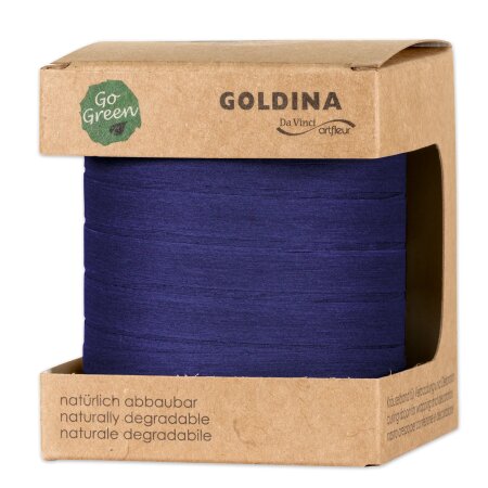 Ringelband "Go Green" Blau, 10mm x 100m, Baumwolle