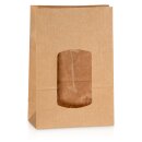 Kraftpapierbeutel Natur mit Fenster 200x100x310mm Blockboden 90g/qm, Fenster 140x90mm, 1500ml