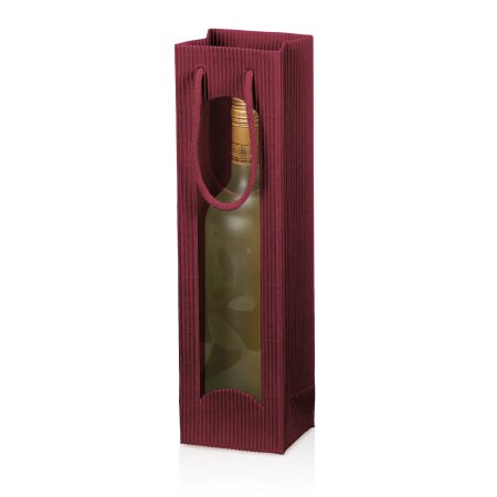 Tragetasche "Offene Welle Bordeaux" 1er mit Fenster