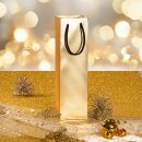 Tragetasche "Satina Gold" 1er, Strukturpapier Kordel und Innenseite Schwarz