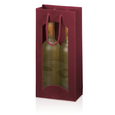 Tragetasche "Offene Welle Bordeaux" 2er mit Fenster