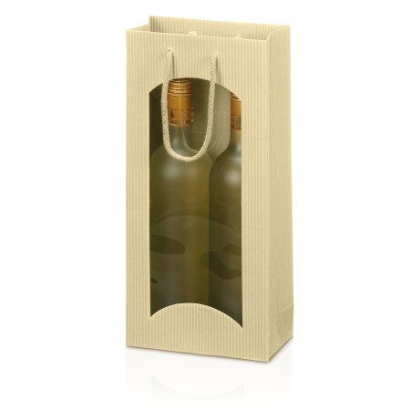 Tragetasche "Offene Welle Creme" 2er mit Fenster