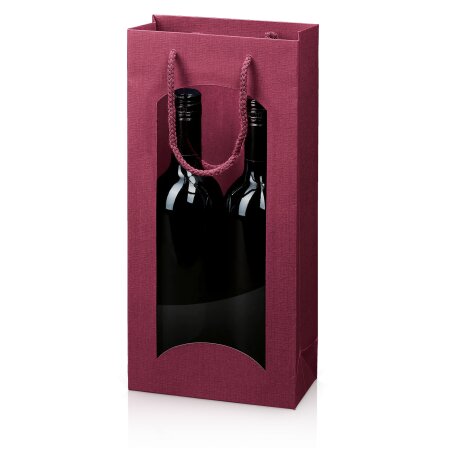 Tragetasche "Satina Bordeaux" 2er Fenster, Strukturpapier