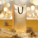 Tragetasche "Satina Gold" 2er, Strukturpapier Kordel und Innenseite Schwarz