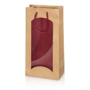 Tragetasche "Natura Style Bordeaux" 2er Fenster, Kraftpapier Kordel und Innenseite Bordeaux