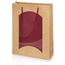 Tragetasche "Natura Style Bordeaux" 3er Fenster, Kraftpapier Kordel und Innenseite Bordeaux