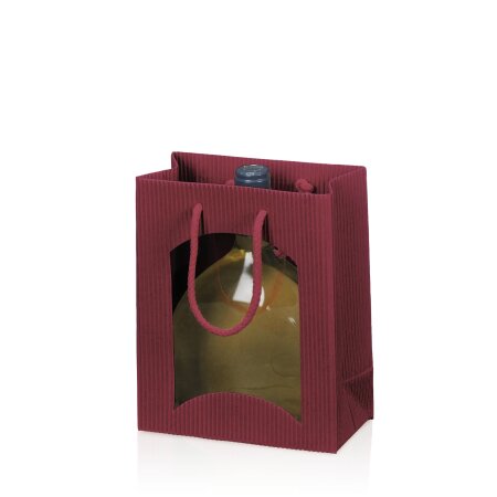 Tragetasche "Offene Welle Bordeaux" -S- mit Fenster (vormals BB)