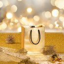 Tragetasche "Satina Gold" -S-, Strukturpapier Kordel und Innenseite Schwarz