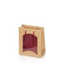 Tragetasche "Natura Style Bordeaux" -S- Fenster, Kraftpapier Kordel und Innenseite Bordeaux
